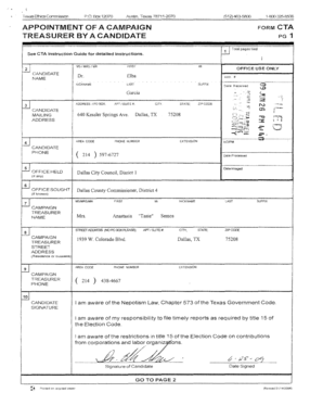 Texas Ethics Commission Campaign Treasurer Appointment
