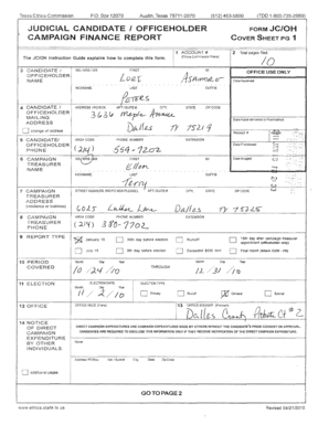 Texas Judicial Candidate Officeholder Form JC/OH