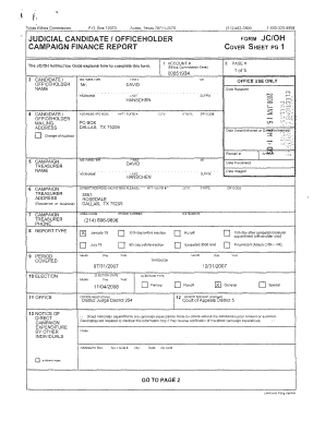 Texas Judicial Candidate Officeholder Form JC/OH