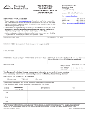 Municipal Pension Plan Seminar Registration Form