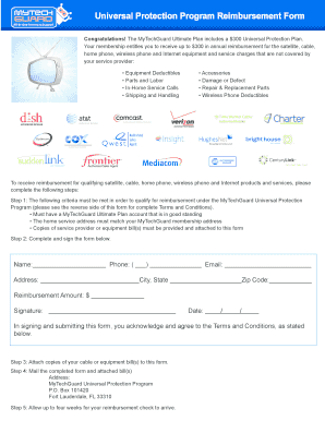 MyTechGuard Universal Protection Program Reimbursement Form