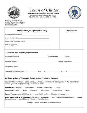 Massachusetts Mechanical Sheet Metal Permit