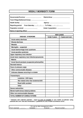 Weekly Morbidity and Mortality Form