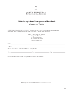 2014 Georgia Pest Management Handbook Order Form