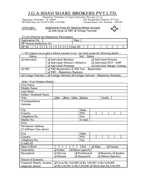 Application Form for Opening Demat Account