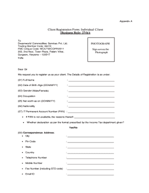 Client Registration Form Individual Client