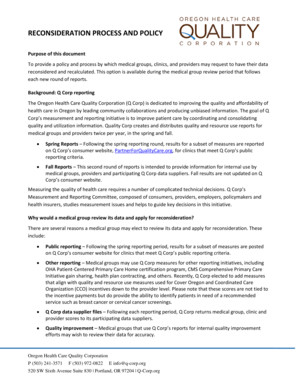 Fillable Online q-corp Reconsideration Process, Form and Policy ...