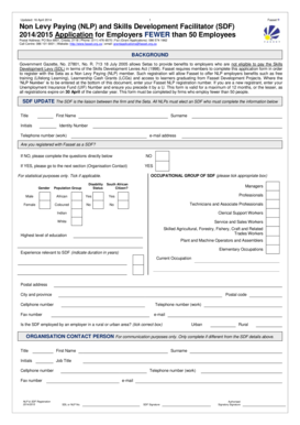 Fasset NLP and SDF Application Form
