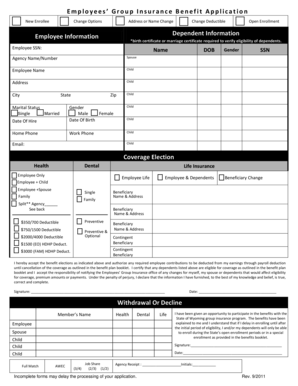 Employee Group Insurance Benefit Application