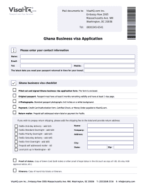 Ghana Business Visa Application Form