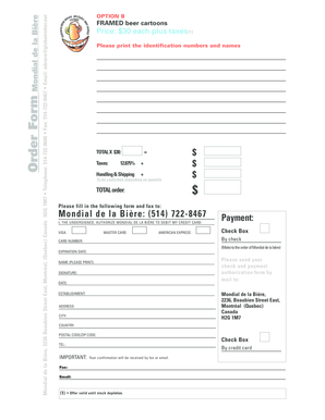 Mondial de la Bière Order Form