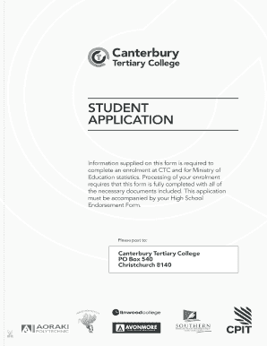 Canterbury Tertiary College Student Application Form