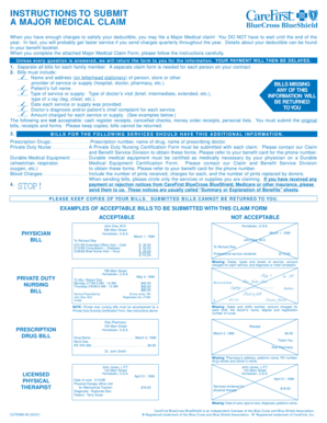 Major Medical Claim Form
