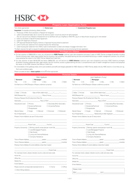 HSBC Property Loan Application Form