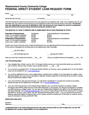 Federal Direct Student Loan Request Form