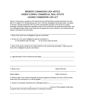 Broker's Commission Lien Notice