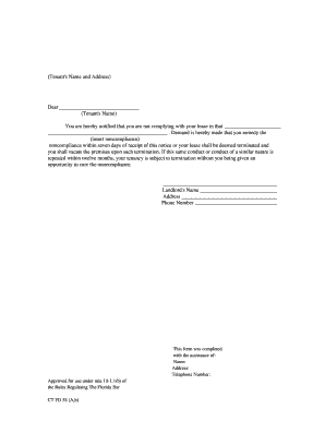 Florida Landlord Tenant Termination Notice