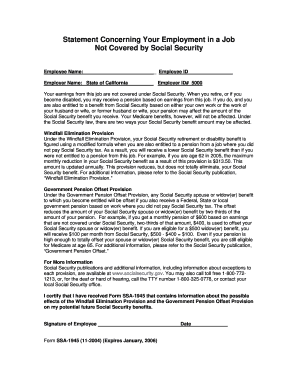 Statement Concerning Employment Not Covered by Social Security