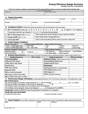 Energy Efficiency Design Summary Form