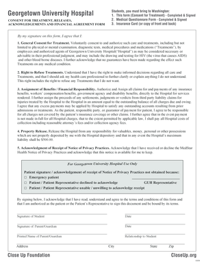 Georgetown University Hospital Consent for Treatment