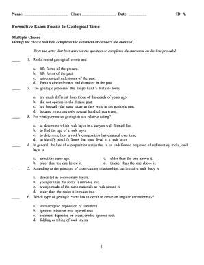 Formative Exam Fossils to Geological Time