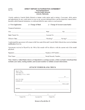 Direct Deposit Authorization Agreement