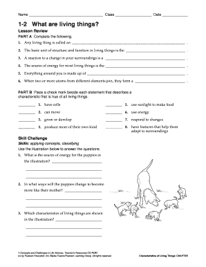 Science Lesson Review Form