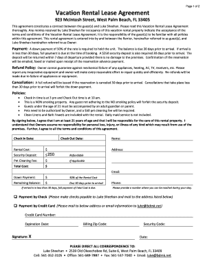 Vacation Rental Lease Agreement - FLVACA.com