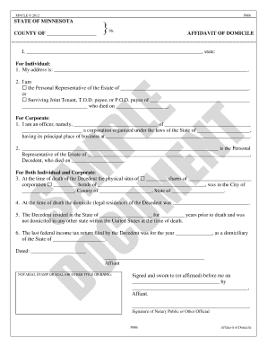 Affidavit of Domicile
