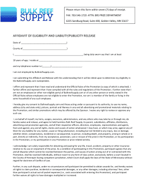 Affidavit of Eligibility and Liability/Publicity Release
