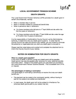 Local Government Pension Scheme Death Grant Nomination Form