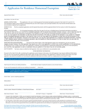 Texas Residence Homestead Exemption Application