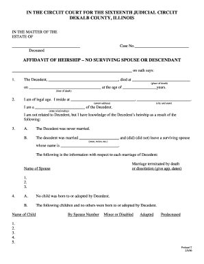 Affidavit of Heirship – No Surviving Spouse or Descendant