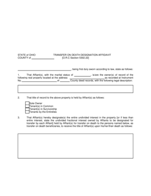 Ohio Transfer on Death Designation Affidavit