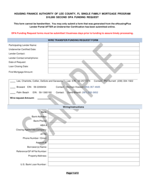 Florida Single Family Mortgage Program DPA Funding Request