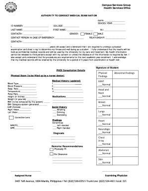 Authority to Conduct Medical Examination