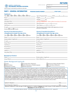 Outward Bound Adult Medical Record Form