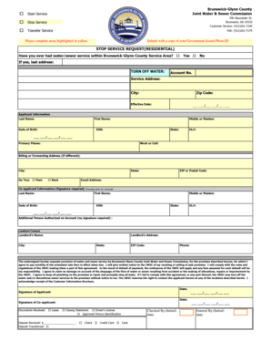 Brunswick-Glynn County Water and Sewer Service Request