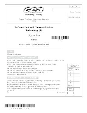 General Certificate of Secondary Education Exam Paper