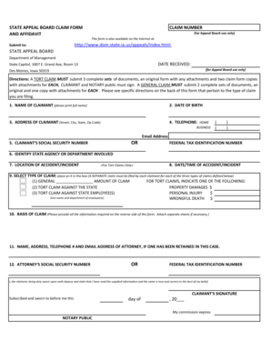 DATE RECEIVED: day of , 20 STATE APPEAL BOARD STATE ...