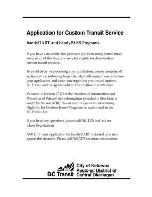 Application for Custom Transit Service