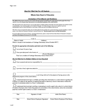 Illinois Attestation of Enrollment and Residency