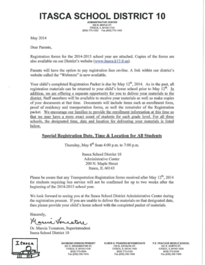 Itasca School District 10 Enrollment Form