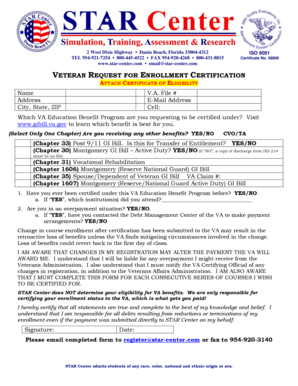 Veteran Request for Enrollment Certification