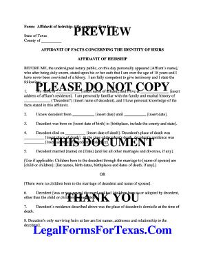 Form: Affidavit of heirship- title company firm form