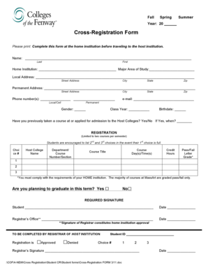 Cross-Registration Form