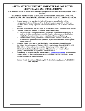 Affidavit for Unsigned Absentee Ballot