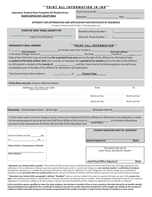 New York Residency Affidavit