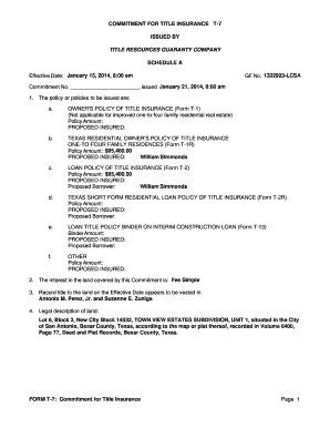 Texas Title Insurance Commitment Form T-7
