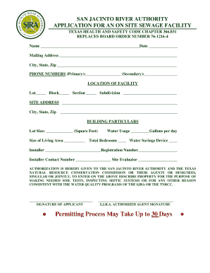 Texas OSSF Permit Application